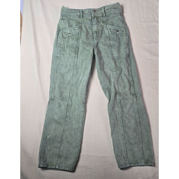 BDG Faded Green Acid Wash Denim Grunge Mom Jeans Womens Size 30 - Picture 1 of 16